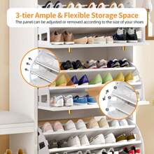 Shoe Cabinet With Bench 3 Flip Drawers Large Storage Capacity Wooden Shoe Rack 29-38 Pairs Of Shoes Freestanding For Hallway, Living Room, Entryway, Mudroom - 白色 - 查看 4