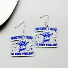 Unique 'Houston, I Have So Many Problems' Acrylic Earrings, Cute Creative Earrings, Kawaii Personalized Jewelry, Interesting Gift For Women - DM-124 - View 6
