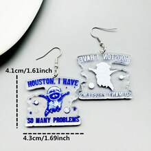 Unique 'Houston, I Have So Many Problems' Acrylic Earrings, Cute Creative Earrings, Kawaii Personalized Jewelry, Interesting Gift For Women - DM-124 - View 5
