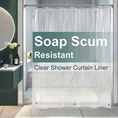 1pc Lightweight PEVA Bathroom Shower Curtain Liner 71" W X 71" H/71" WX78" H/47"W X 71"H Waterproof Plastic Shower Curtain Liner With Magnets Transparent Shower Curtain Bathroom Accessories