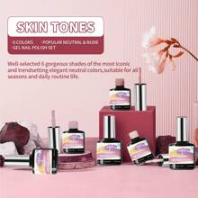 COLOURSMILE 6 PCS Gel Nail Polish Kit, Jelly Gel Polish Nude Pink Color Gel Neutral Nail Art Design Translucent Gel Nail Kits Soak Off Uv Nail Lamp Cured Nail Manicure DIY Home For Women - Multicolor - View 2