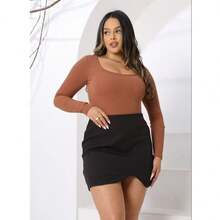 Bori Bory Women's Bodysuit Long Sleeve Square Neckline Basic Casual - màu đen - Xem 6