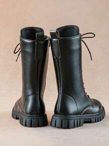 Bottes hautes zippées de couleur unie à la mode pour filles, bottes montantes antidérapantes pour l'automne et l'hiver, chaussures pour enfants