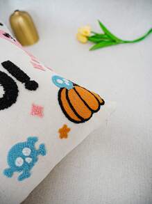 1 件万圣节鬼魂字母刺绣装饰抱枕套，适合多种尺寸和房间，不含内垫 - 彩色 - 查看 6