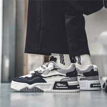 Zapatillas deportivas de moda coreana casual de última para hombres, de suela blanda, ligera y elegante - Blanco y Negro - Ver 3