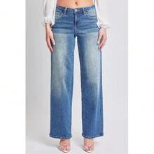 Women's Mid Rise Wide Leg Jeans - M Medium Blue - View 2