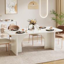 Tribesigns Modern Dining Table For 4-6 People, 63" Large Rectangle Kitchen Table With Arch Design Legs, Cream White Dinner Table Kitchen & Dining Room Decor Home Furniture, White - White - View 11