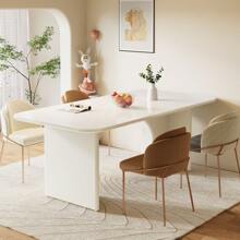 Tribesigns Modern Dining Table For 4-6 People, 63" Large Rectangle Kitchen Table With Arch Design Legs, Cream White Dinner Table Kitchen & Dining Room Decor Home Furniture, White - White - View 4