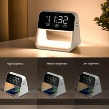 1pc New Bedroom Bedside Atmosphere Light Clock, Made Of ABS, Dual Alarm Clocks/3 Brightness Levels/Snooze Function, Suitable For Home/Office Decor (USB Powered) - Multicolor - View 9