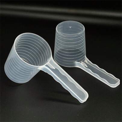 Colher de plástico transparente para alimentos para animais de estimação, 100ml com alça de clipe - colher de medição precisa para fácil alimentação e controle de parcelas