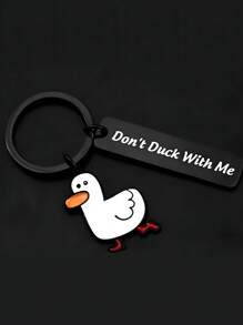 1pc "Don't Duck With Me" Stainless Steel Keychain, Great Christmas Gift For Friends - Multicolor - View 8