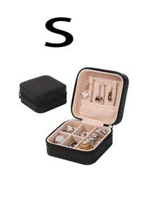 1 件大容量珠宝盒，便携式珠宝收纳盒，迷你珠宝收纳盒，珠宝展示盒，多功能收纳盒，具有防尘和抗氧化功能，适用于戒指、耳环、项链、口红、手表、手链、胸针、发夹、眼影盘，是送给女性、女孩、朋友和家人的绝佳礼物