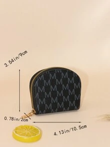 Fashion Letter Print Semi-Circle Large Capacity For Card Holder Wallet Business Card Holder Credit Card Holder Women For Women Wallet Mini Wallet Purse Wallet Card Wallet - Black - View 3
