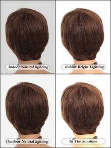 Tóc giả tổng hợp cắt ngắn màu nâu nhạt 4 inch dành cho phụ nữ sử dụng hàng ngày hoặc dự tiệc - Light Brown - Xem 7