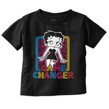 Betty Boop Baby Girl Toddler Graphic Tee Shirt Cute Vintage Retro Animated Sassy Cartoon Character Game Changer Zebra Print Quote Casual Fashion Soft Cotton Printed Short Sleeve Crewneck Tshirt Baby Clothes Brisco Brands - 黑色 - 查看 1