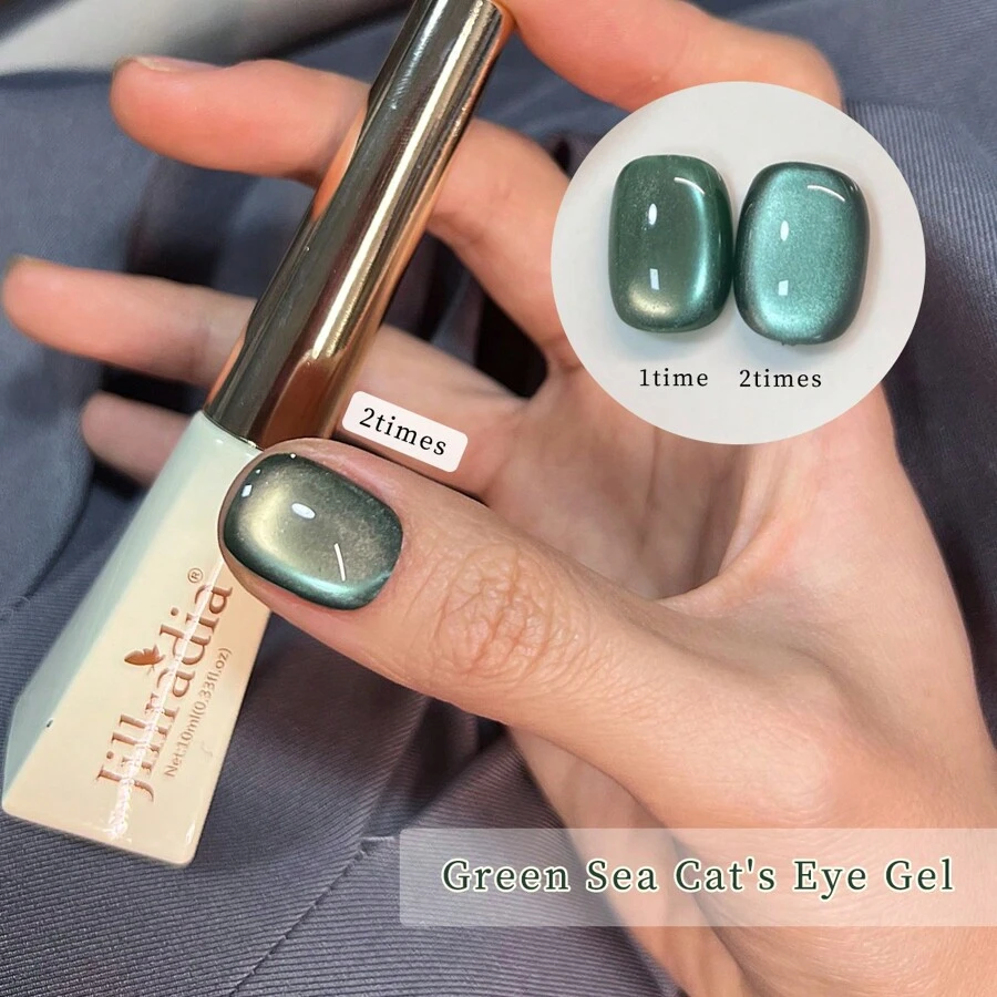 Jillradia 小影指甲油绿海柔光玻璃珠猫眼胶（单色）10ml瓶装凝胶指甲油流行色（无磁铁）