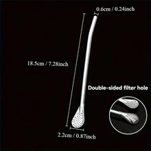 2-In-1 Stainless Steel Straw Spoon - Coffee And Milk Tea Mixing Filter, Reusable Juice And Smoothie Drinking Tube,Kitchen,Christmas Gift - Multicolor - View 5