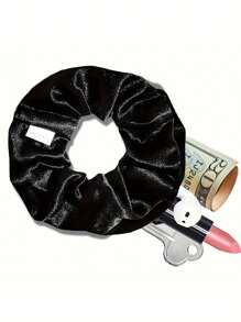 1/2pcs Multi-Functional Hairband Storage Pouch - Portable Money Hider & Organizer, Non-Waterproof Back To School School Storage Bag College Organization - Black - View 6