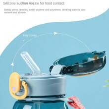 1pc 400ml Cartoon Bear Design Water Cup With Straw, Spill-Proof Portable Cup With Lid, Handle, Tea Strainer, For Easy Carrying And Fruit/Tea Separation