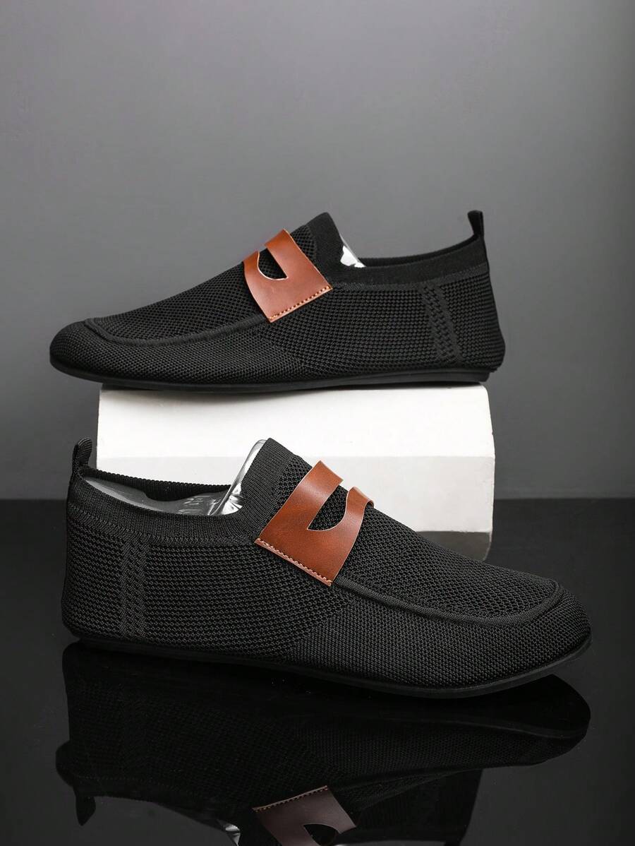 Men's Slip-On Casual Loafers - Fashion Comfortable Sneakers, Breathable, Suitable For Sports And Leisure Wear, Soft Sole, Unisex, Winter - Black - View 1