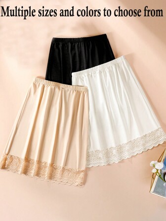 3 Pcs/1 Pc Women's Waist Slimming, Static-Resistant Half Slip Underskirt With Adjustable Elastic Waistband, Multi-Size & Color Options Summer, School Fall, Autumn, Halloween