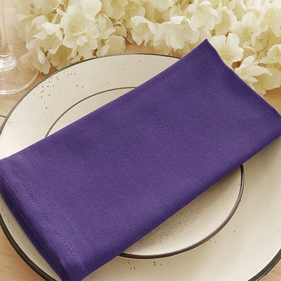 12pcs Solid Color Cloth Napkins, Washable Cotton Table Napkin For Household Dining Fall Autumn Decor Wedding Hotel 45*45cm - Violet - View 1