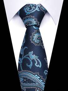 AlanKing 1pc Men's Dark Blue Plaid Striped Paisley Necktie Formal And Party Accessories For Men's Gift Men Necktie