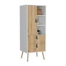 Dresser 52"H Stylish Bedroom Storage Solution With 3 Open Shelves, 2 Drawers, And 1 Door, White / Macadamia,YY Choice