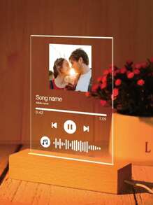 1pc Customized Couples Collage Photo LED Night Light, Personalized Acrylic Night Light With Photos And Text, Customized Photo Lamp, Personalized Photo Collage LED Light, Couple Photo Frame, Customized Photo Collage Gift, Bedroom Night Light, Birthday Gift, Anniversary Gift, Unique Wedding Gift, Gift For Wife/Her/Girlfriend/Friend, Gift For Him/Boyfriend/Husband To Commemorate Special Occasions