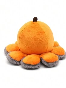 1pc Halloween Reversible Pumpkin Octopus Plush Doll - Double Sided Face Flip - White - View 5