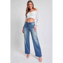 Women's Mid Rise Wide Leg Jeans - M Medium Blue - View 6