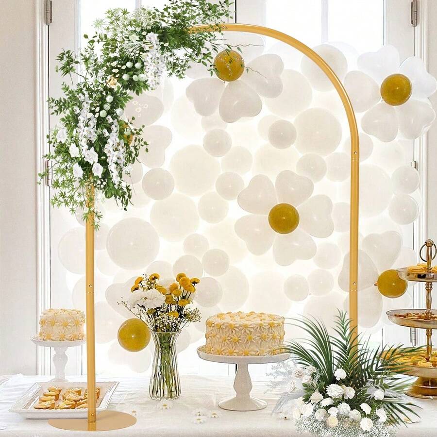 1pc U-Shaped Golden Metal Arch Rack, European Style Balloon Hoop Stand For Candlelight Dinner, Festival, Wedding Party Table Decor - Gold - View 1