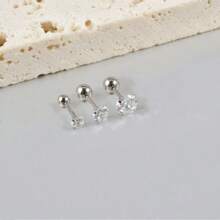 SENLANSP 3pcs Unique 18K Gold Plated Cubic Zirconia Stainless Steel Earrings Set, Perfect For Daily And Party Wear