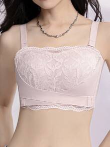 Front Closure Lace Wireless Bra, Comfortable Seamless Push Up Bra, Full Coverage Breathable Bra, Lingerie