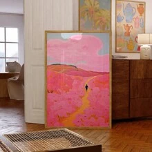 1 件花卉墙面艺术、粉色墙面装饰、彩色极简主义艺术印刷品、家居装饰、粉色公寓装饰、墙面艺术、艺术印刷品、画布、海报 - A 無框 - 查看 1