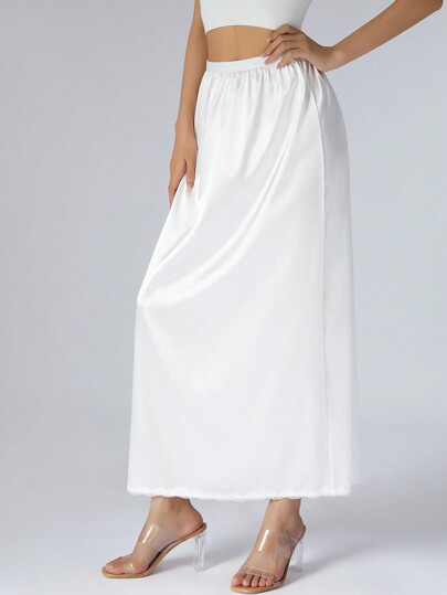 Women's Elegant Lace Trim Long Maxi Underskirt