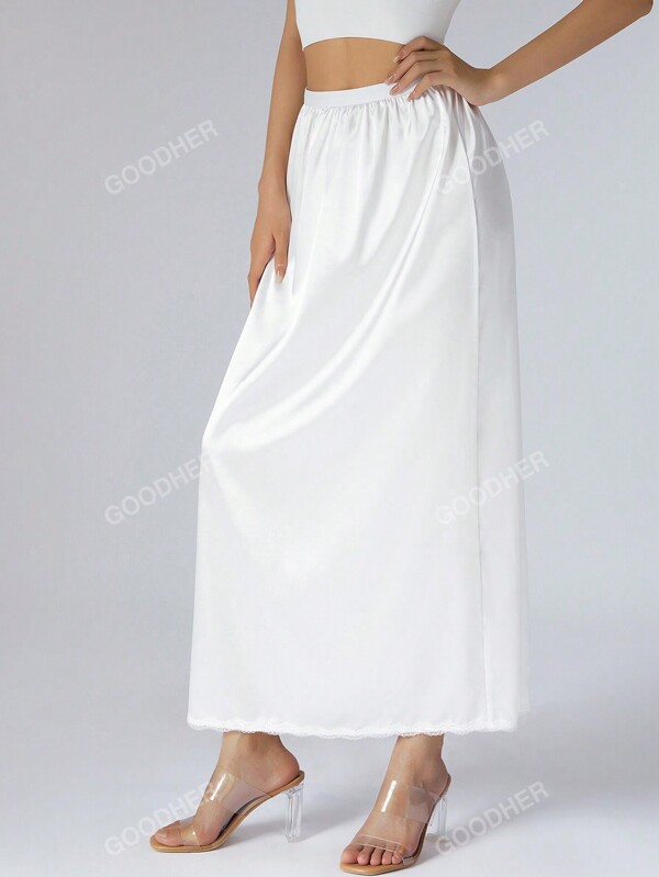 Women's Elegant Lace Trim Long Maxi Underskirt