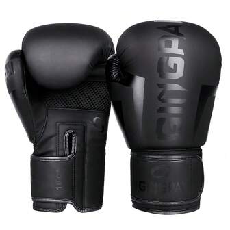 GINGPAI 1 paar Ademend Zwart Doorschijnend Halve Vinger Bokshandschoenen Voor Volwassen Heren & Dames , Voor Training , Ponsen Zandzak , Fitness Gym Thuis Gebruiken