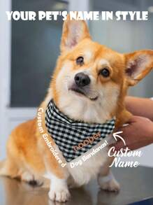 1 件定制刺绣宠物头巾、定制狗头巾、定制宠物围巾、定制狗名头巾、定制狗头巾、新小狗礼物、狗礼物、猫礼物、狗妈妈礼物 - 黑色 - 查看 1