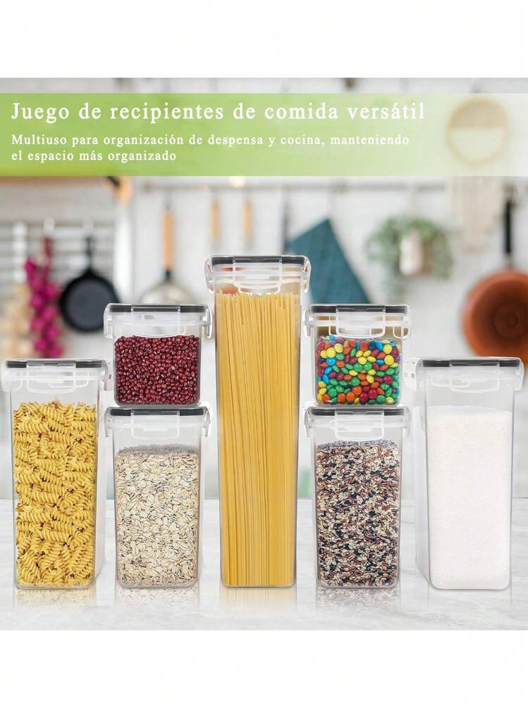 Contenedores Para Cocina Con Tapa Hermética Set De 7 - transparente - Añade 2