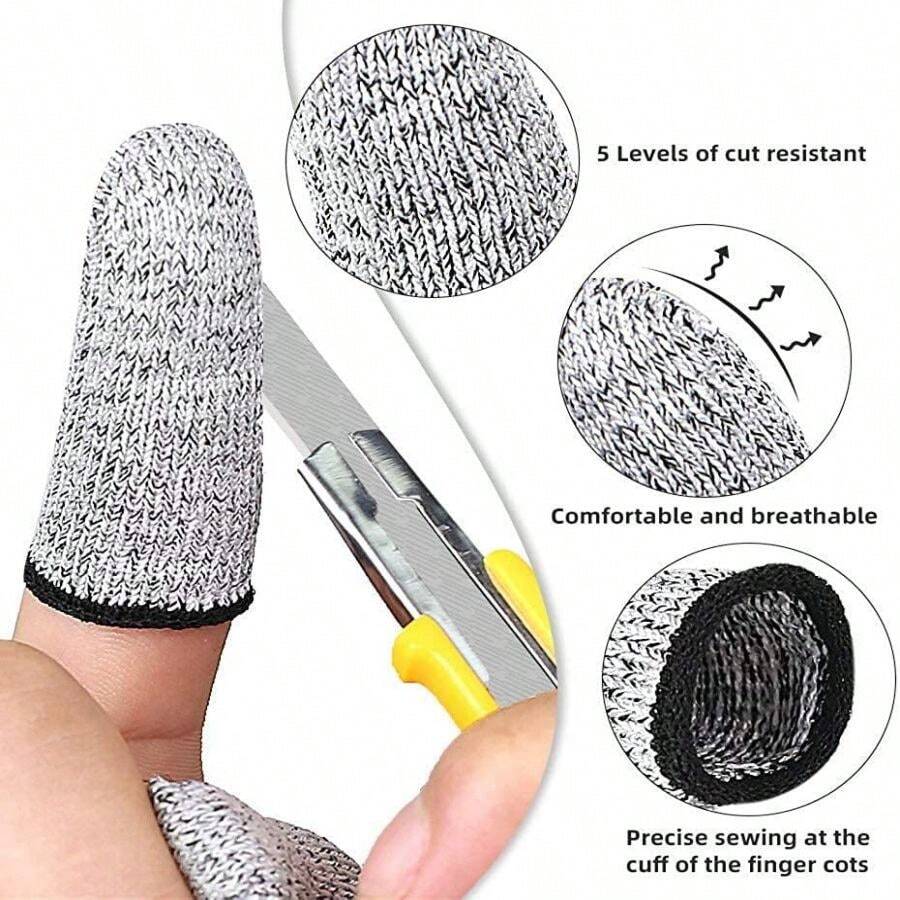 10 件装 5 级防割手指套 拇指刀 厨房切菜雕刻保护手指 - 黑與白 - 查看 1