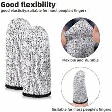 10 件装 5 级防割手指套 拇指刀 厨房切菜雕刻保护手指 - 黑與白 - 查看 5