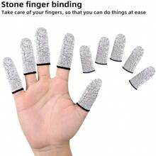 10 件装 5 级防割手指套 拇指刀 厨房切菜雕刻保护手指 - 黑與白 - 查看 3