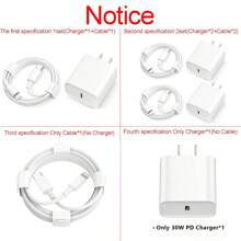 Bộ chuyển đổi sạc nhanh iPhone 30W [Bộ sạc tường USB-C + Cáp Lightning 6,6ft/200cm Type-C] Tương thích với iPhone 14 Pro Max/14 Pro/14 Plus/14/13/12/11/Xs Max/Xr/ X, iPad, AirPods - Xem 2