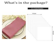 12pcs Solid Color Cloth Napkins, Washable Cotton Table Napkin For Household Dining Fall Autumn Decor Wedding Hotel 45*45cm - Dusty Pink - View 2