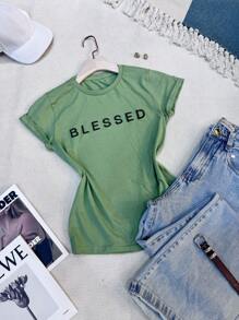Women's T-Shirt, T-Shirt, Plain, Social, Casual, Cotton Blouse, Baby Look Tshirt, Cropped - 綠色 - 查看 2