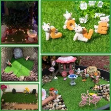 3pcs Mini Artificial Floral Garden For Dollhouse: DIY Decoration 15cm*15cm/6"*6" Miniature Fake Doll House Yard Micro Landscape Potted Plant Model Accessories Creative Toys