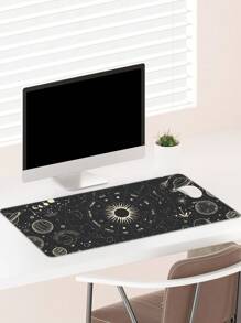 1pc New Design Mouse Pad 90x40cm Large Size Computer Keyboard Desk Pad, Beautiful And Dirt Resistant, Water-Resistant, Simple Star And Sun Design Ideal For Gaming And Office Use, Non-Slip Rubber Base