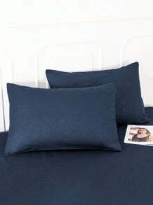 Brocado de fénix Juego de Sabanas, Sabanas Matrimoniales, 4 Piezas, 3000 Hilos, Cómodas y Frescas, Calidad de Lujo, Hipoalergénicas,  Suave, Ligera (1 Forro,1 Sábana, 2 Fundas) - Azul Marino - Ver 5