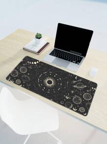 1pc New Design Mouse Pad 90x40cm Large Size Computer Keyboard Desk Pad, Beautiful And Dirt Resistant, Water-Resistant, Simple Star And Sun Design Ideal For Gaming And Office Use, Non-Slip Rubber Base